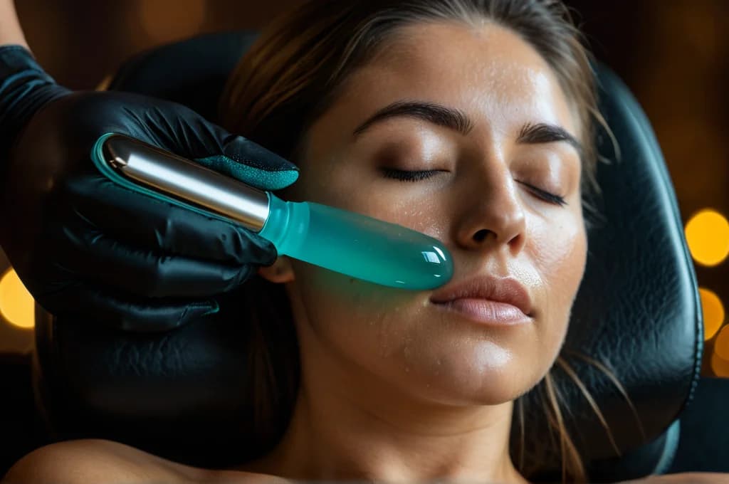 BEWEI Face Radiofrequenz-Behandlung — Nahaufnahme mit Kontaktfluid