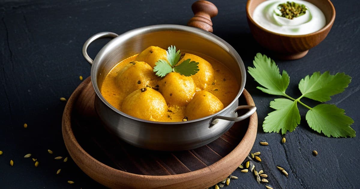 Gefüllte Kartoffeln in Gewürzsauce